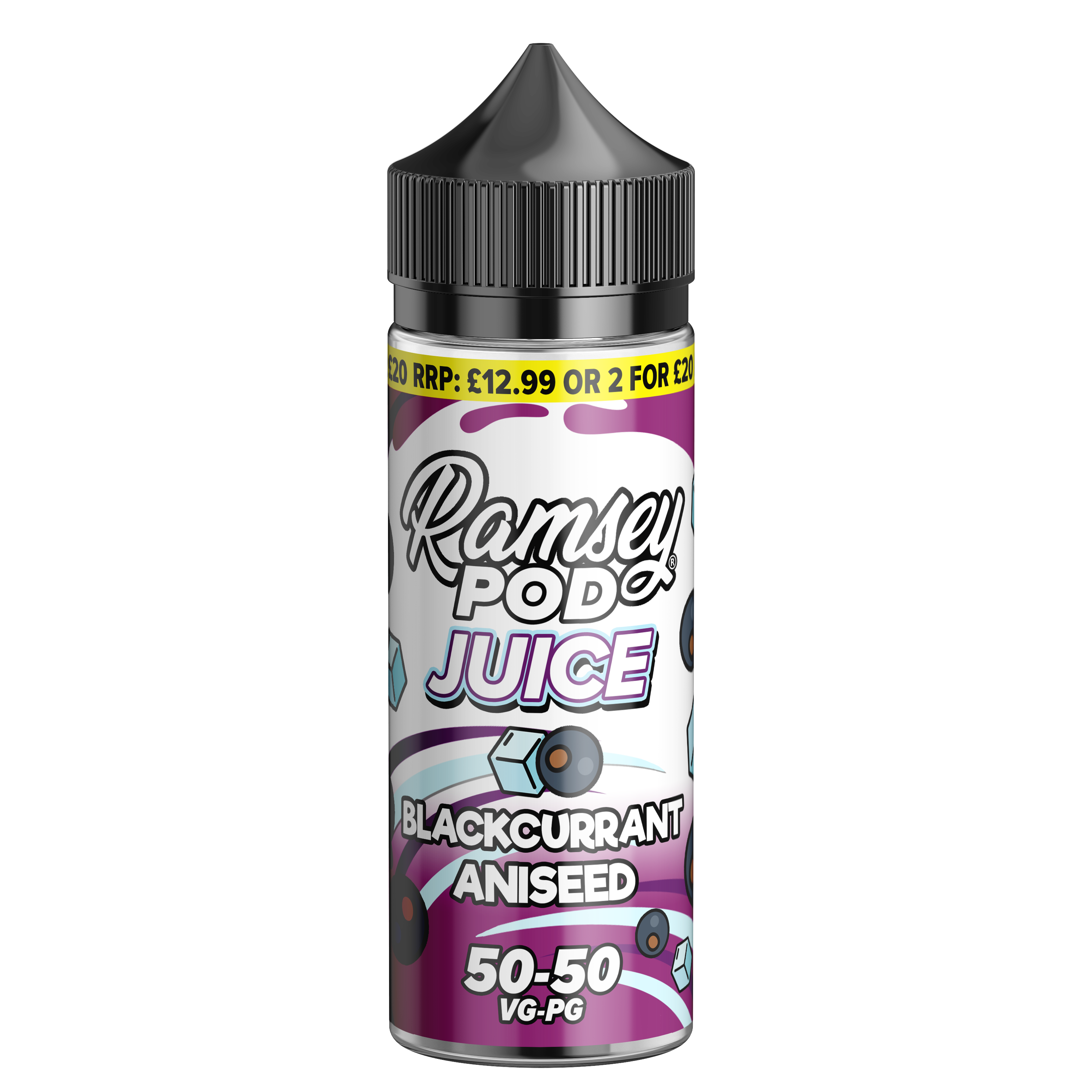 Ramsey Pod Juice Blackcurrant Aniseed 0mg 100ml Shortfill E-Liquid Price Marked
