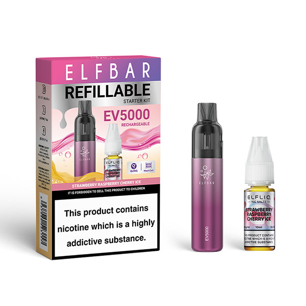Elf Bar EV5000 Refillable Starter Kit - Strawberry Raspberry Cherry Ice