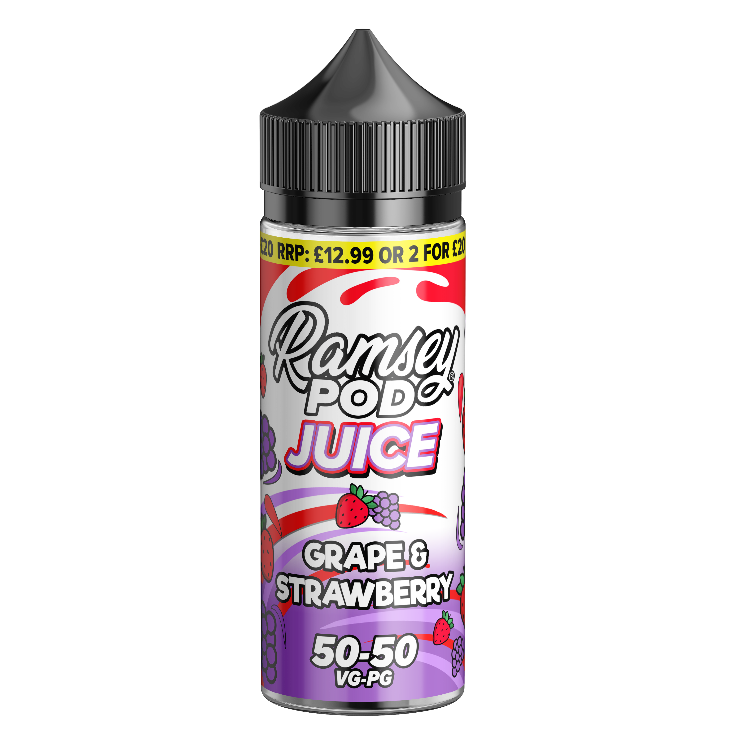 Ramsey Pod Juice Grape & Strawberry 0mg 100ml Shortfill E-Liquid Price Marked