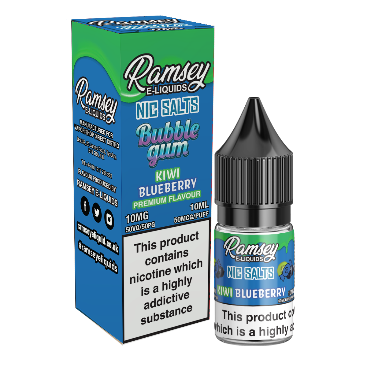 Ramsey E-Liquids Kiwi Blueberry 10ml Nic Salt