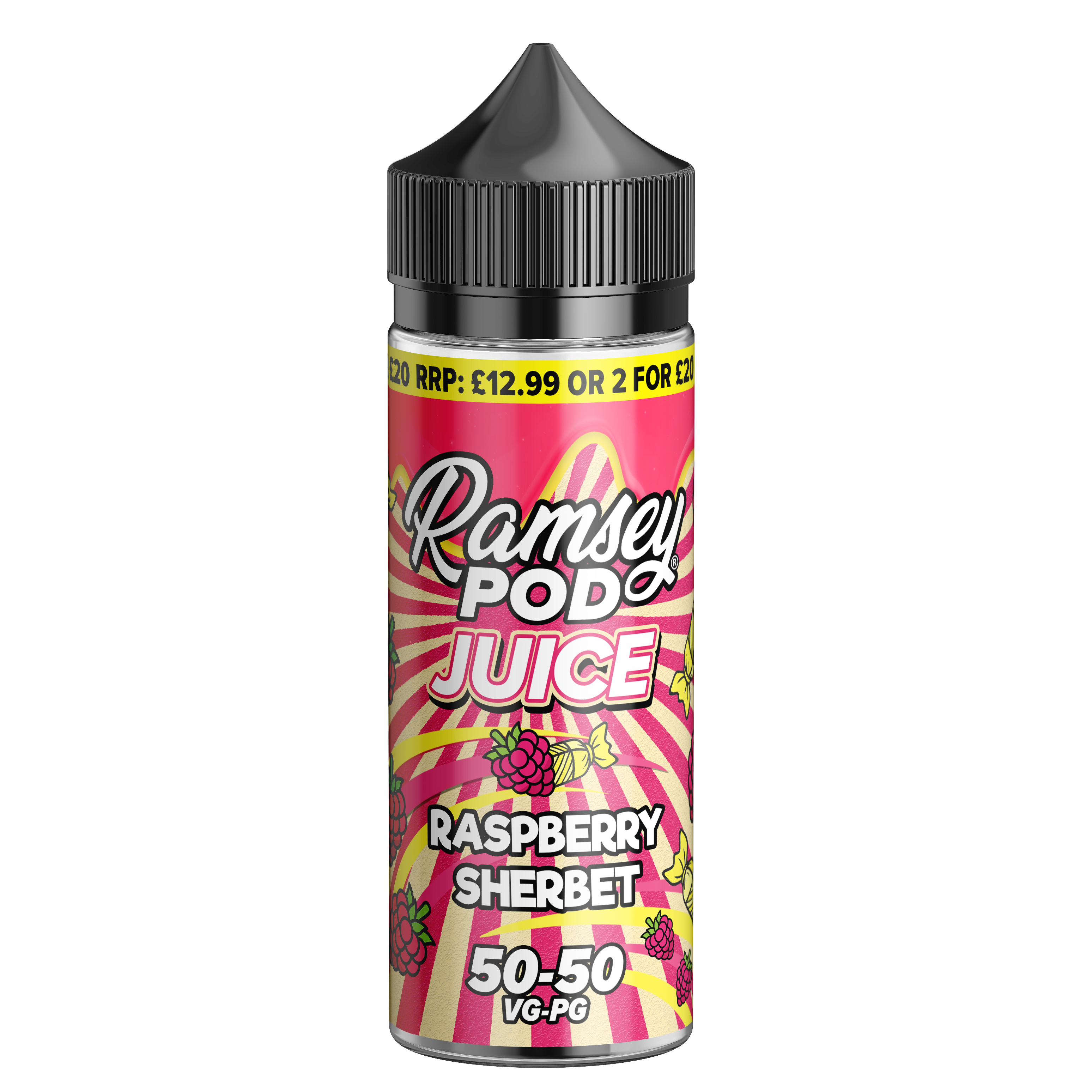 Ramsey Pod Juice Raspberry Sherbet 0mg 100ml Shortfill E-Liquid Price Marked