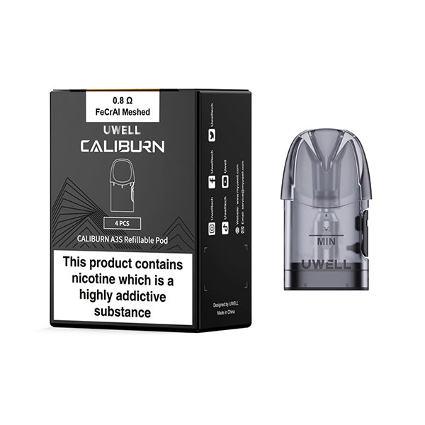 Uwell Caliburn A3S Replacement Pod 4 Pack 0.8ohm
