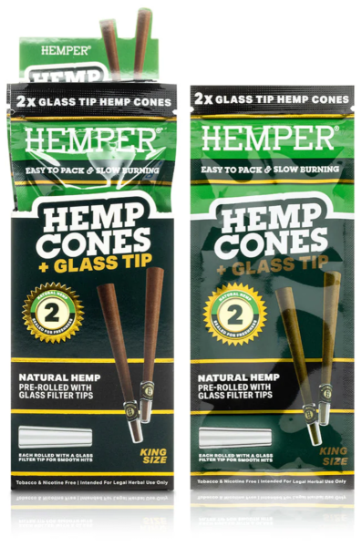 Hemper CONES KING Natural 2PK + Glass Tip