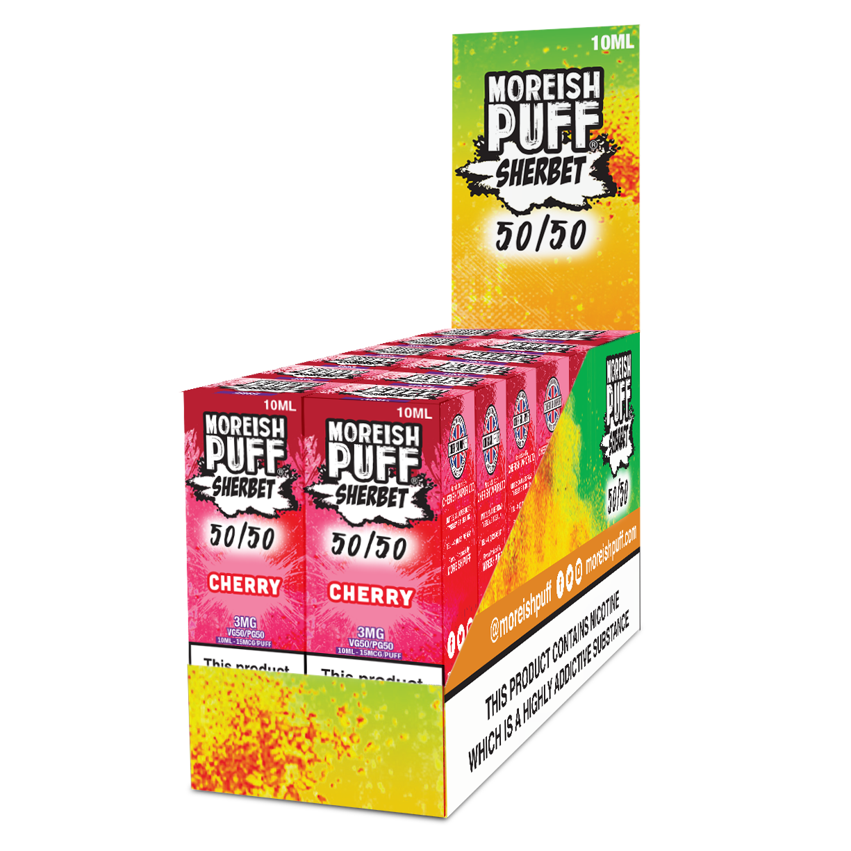 Moreish Puff Sherbet 50/50: Cherry Sherbet 10ml E-Liquid