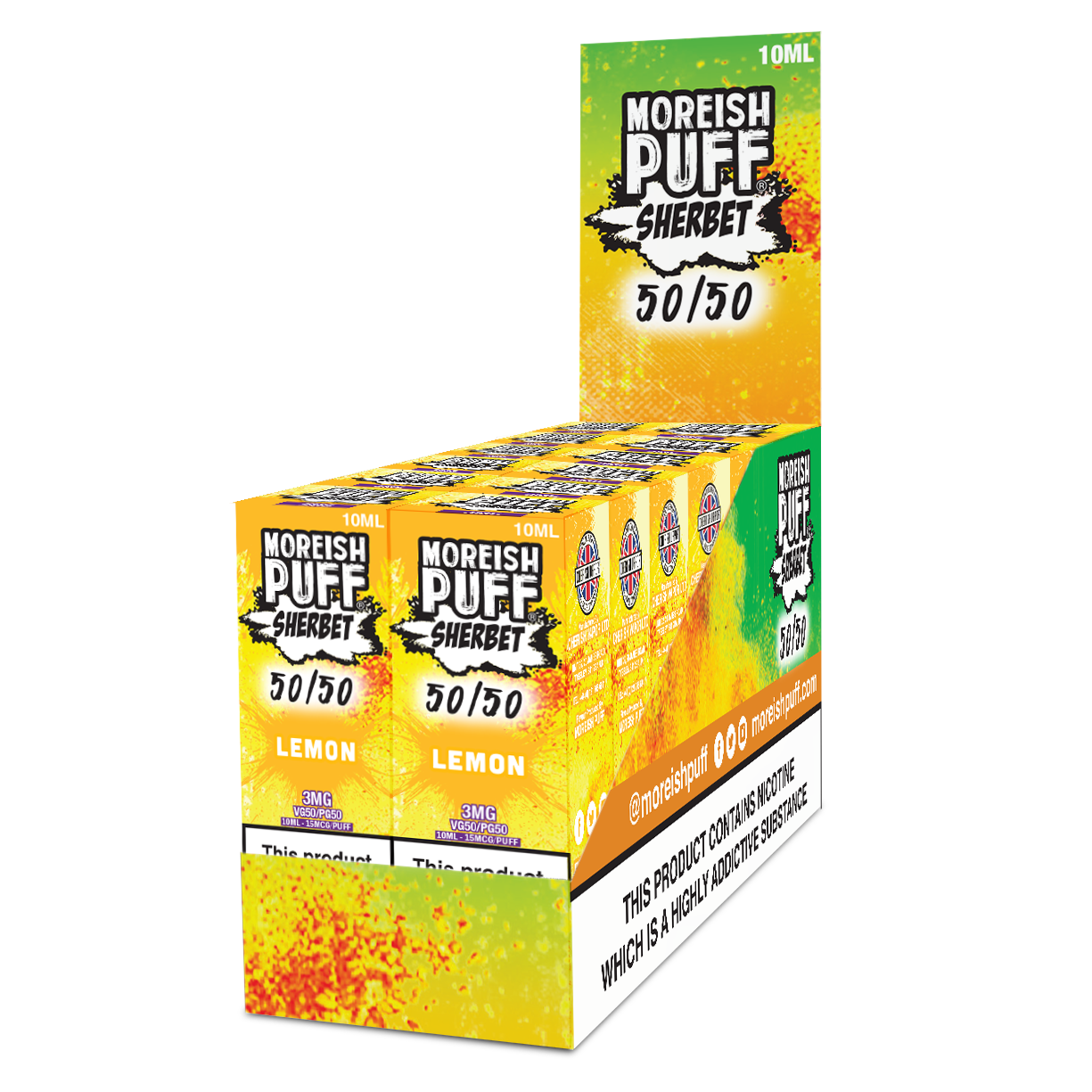 Moreish Puff Sherbet 50/50: Lemon Sherbet 10ml E-Liquid