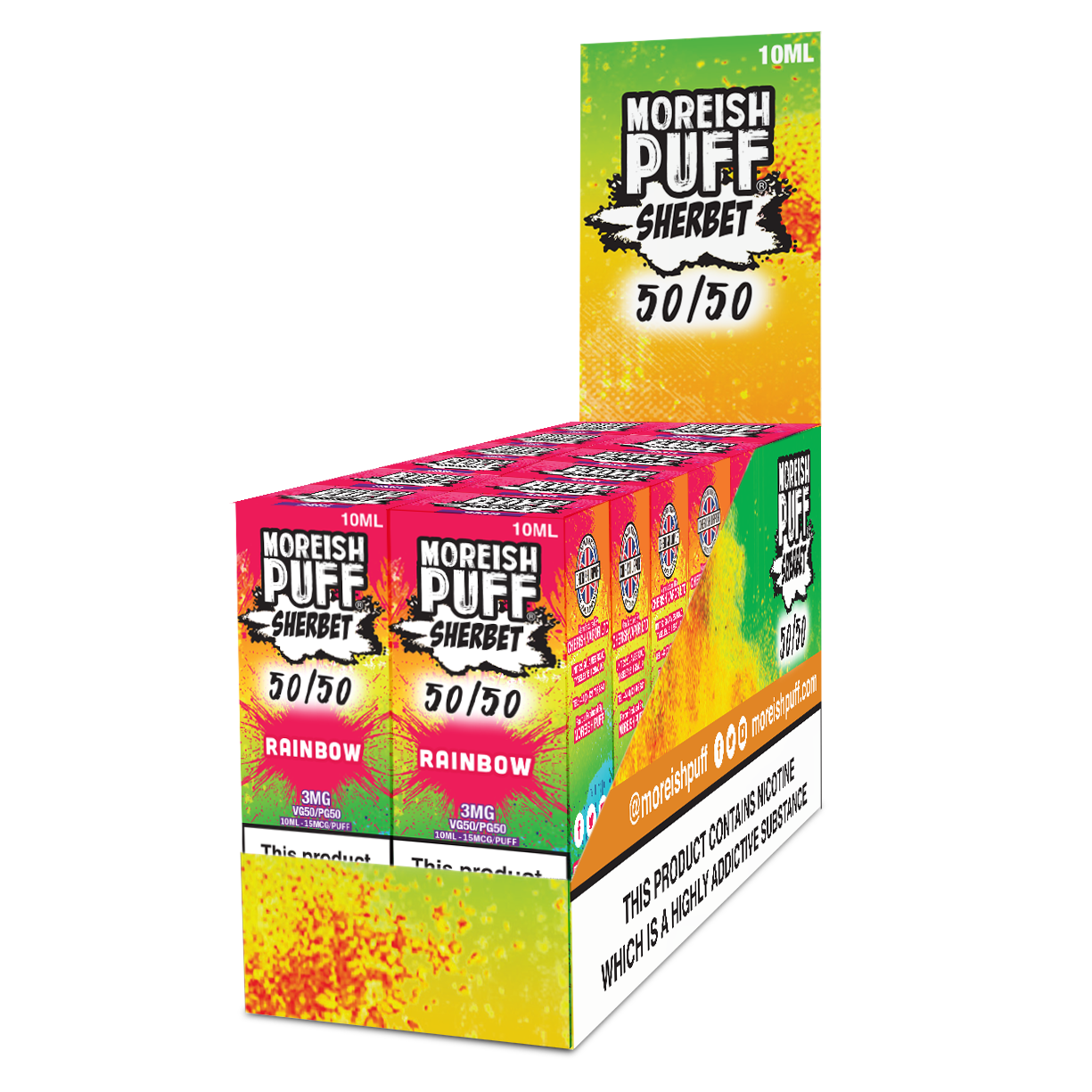 Moreish Puff Sherbet 50/50: Rainbow Sherbet 10ml E-Liquid