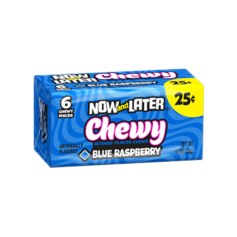 Now & Later 6 Piece CHEWY Blue Raspberry Candy 0.93oz (26g)