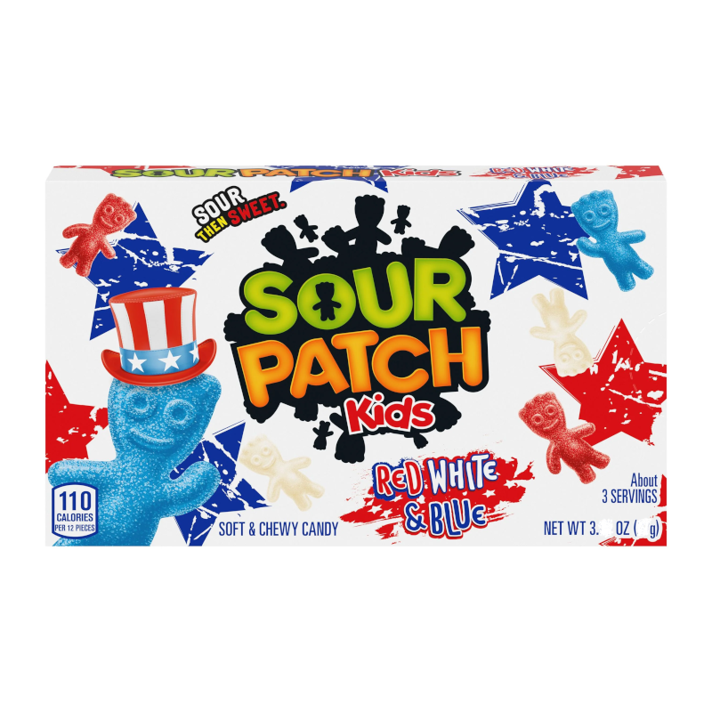 Sour Patch Kids Red White & Blue Theatre Box - 3.1oz (88g) - 12ct