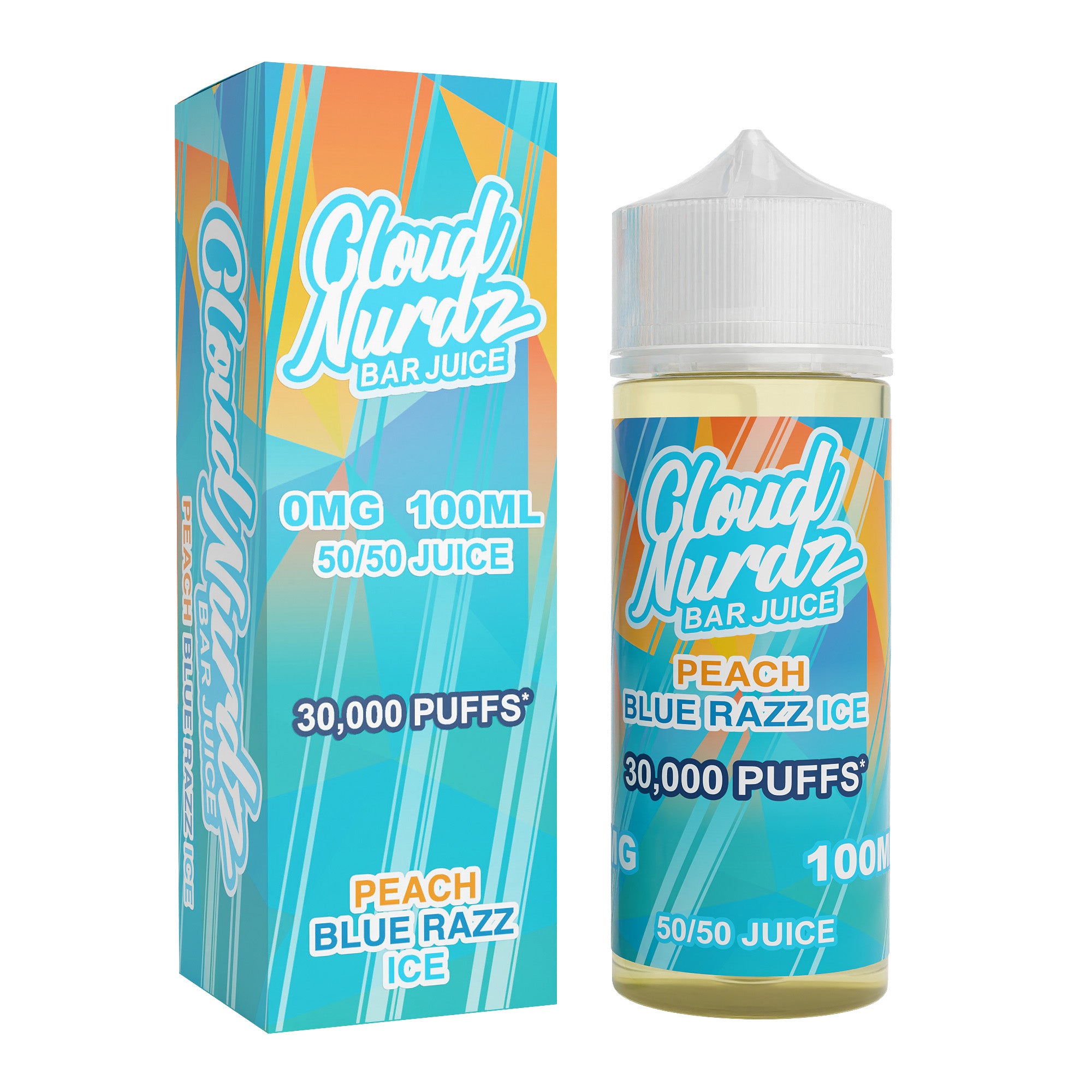 Cloud Nurdz Peach Blue Razz Iced 0mg 100ml Shortfill E-Liquid