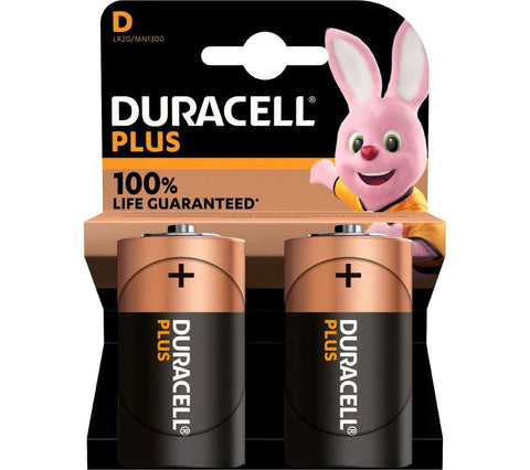 Duracell Plus D Batteries 2pk