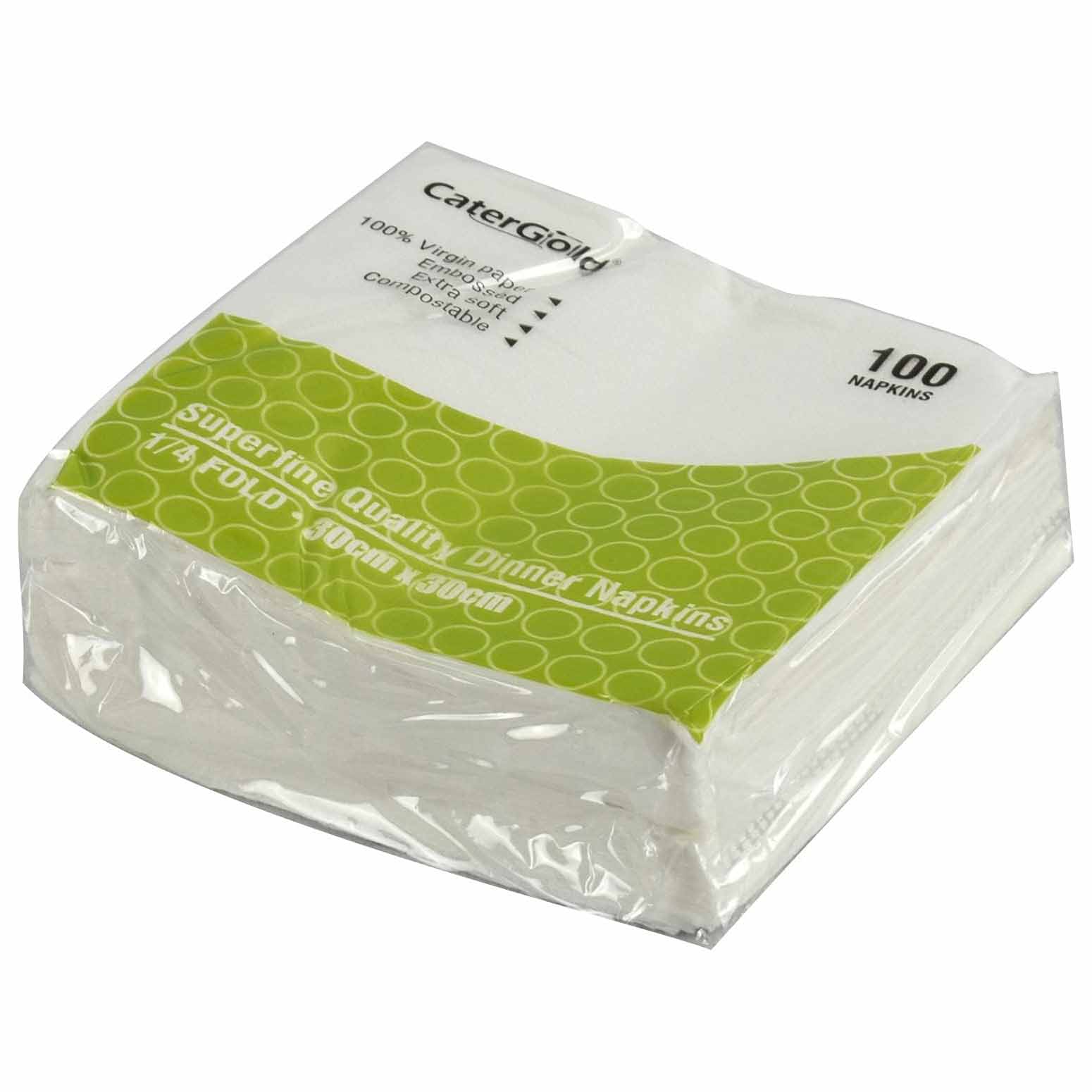 CaterGold 100pk White Napkins 30x30cm 1ply