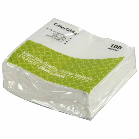 CaterGold White Napkins 30x30cm 1ply 100pk