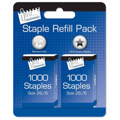 Just Stationery No 26/6 Staples 2 x 1000pk