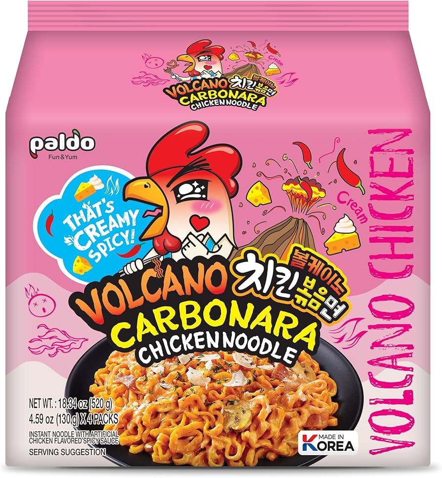 Paldo Volcano Carbonara Chicken Noodle Bag 8 x 130g