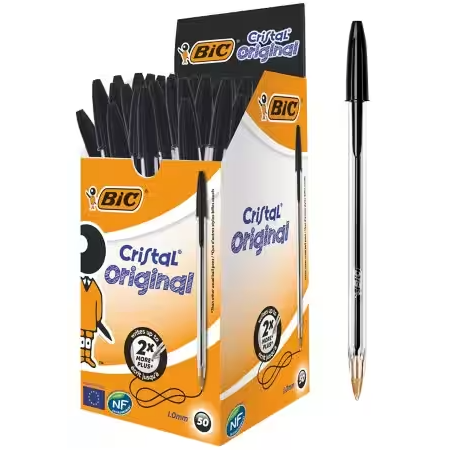 Bic Cristal Original Black Pens (50 Pens)