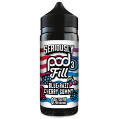 Seriously Pod Fill X3 Blue Razz Cherry Gummy 0mg 100ml Shortfill