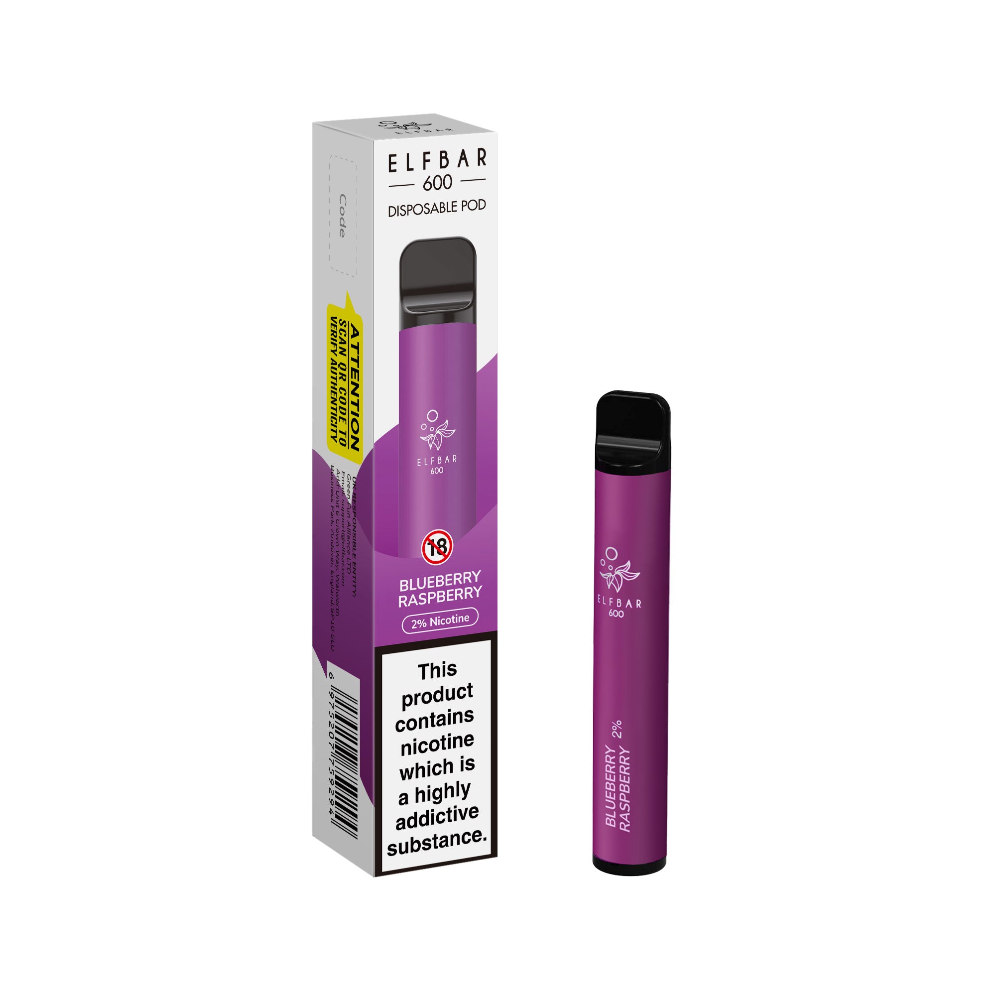 Elf Bar 600 Disposable Vape Device 20mg