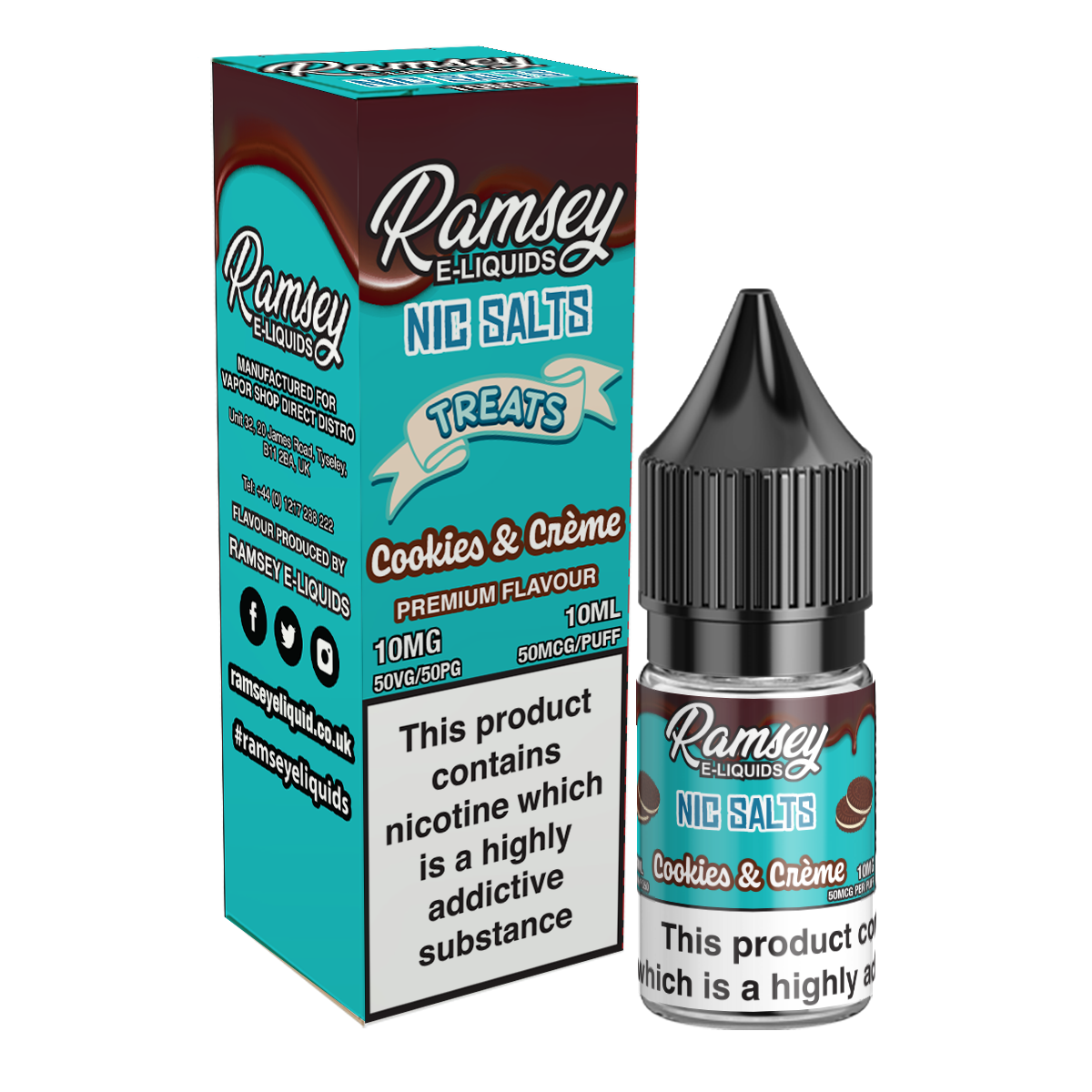 Ramsey E-Liquids Cookies & Creme 10ml Nic Salt