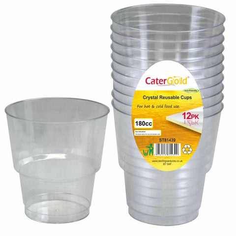 CaterGold Reusable Crystal Cups 180cc 12pk