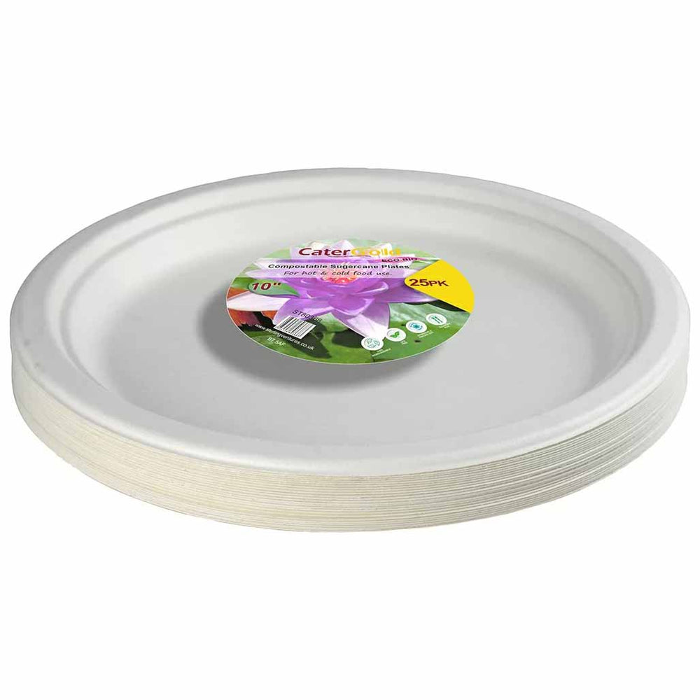 CaterGold Eco-Bio Bagasse Plates 10" 25pk