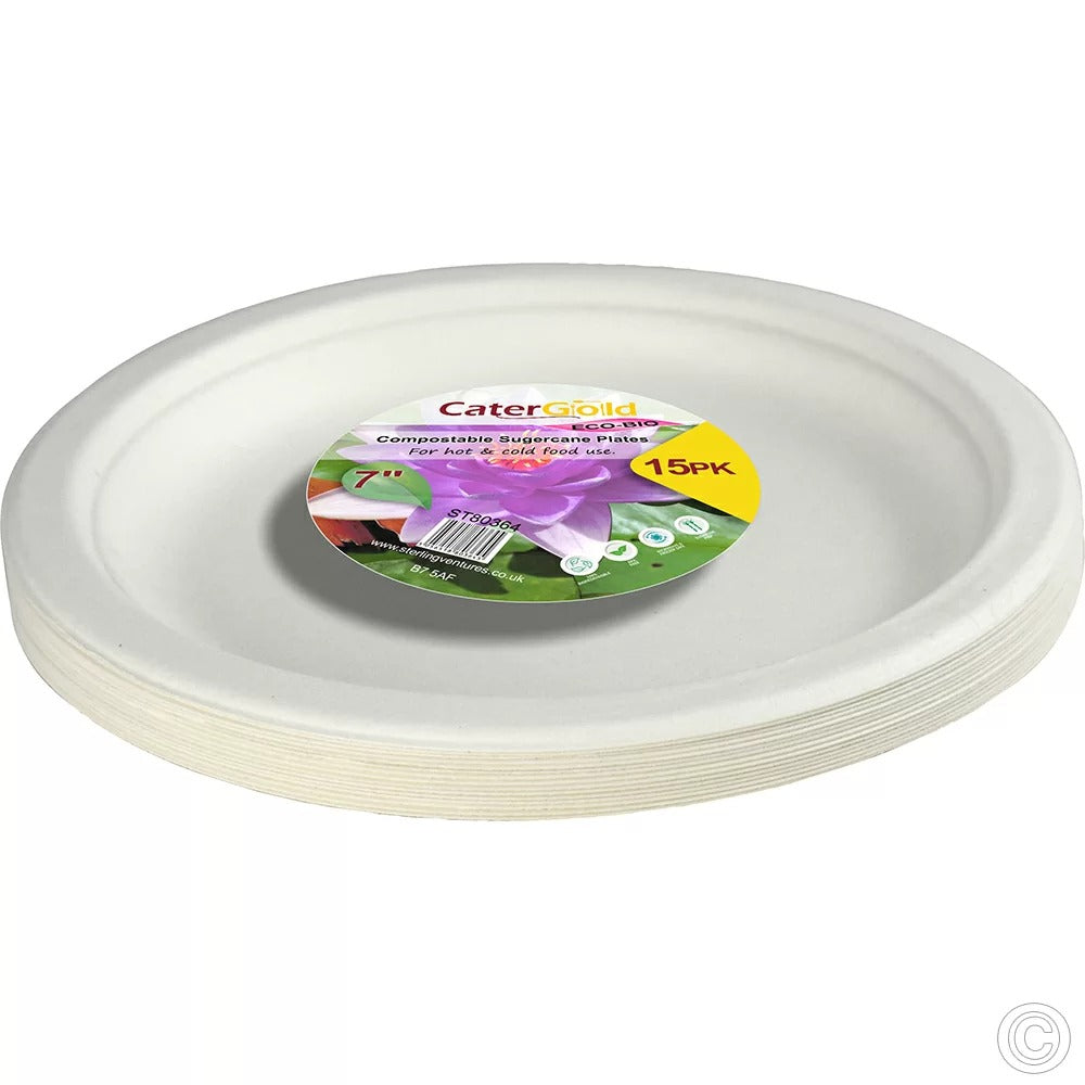 Eco-Bio Bagasse Plates 7" 15pk