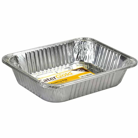 CaterGold Squate Foil Roasting Tray 32x26x6.2cm 2pk