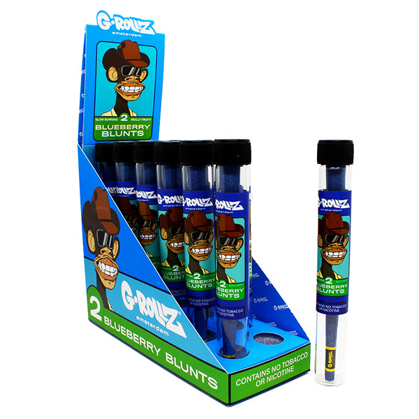 G-ROLLZ - Blueberry Blunts - Fruit Blunt Cones - - 12 Per Box - 2 Per Pack - Blueberry