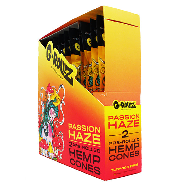 G-ROLLZ Pre-Rolled Hemp Cones - 12 Packs Per Box - 2 Cones Per Pack - Passion Haze