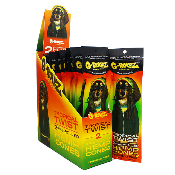 G-ROLLZ Pre-Rolled Hemp Cones - 12 Packs Per Box - 2 Cones Per Pack - Tropical Twist