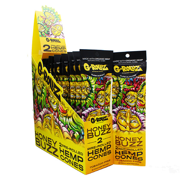 G-ROLLZ Pre-Rolled Hemp Cones Honey Buzz - 12 Packs Per Box - 2 Cones Per Pack