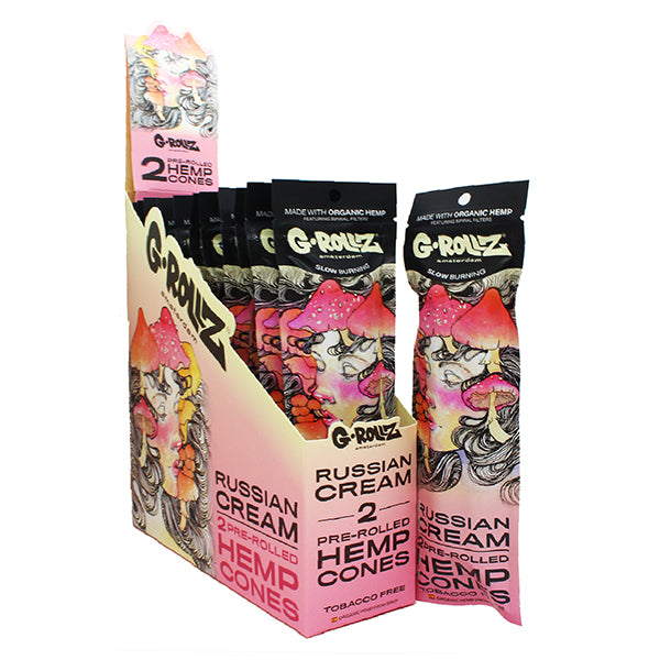 G-ROLLZ Pre-Rolled Hemp Cones - 12 Packs Per Box - 2 Cones Per Pack - Russian Cream