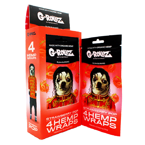 G-ROLLZ Hemp Wraps - 15 Per Box - 4 Per Pack - Strawberry Pop