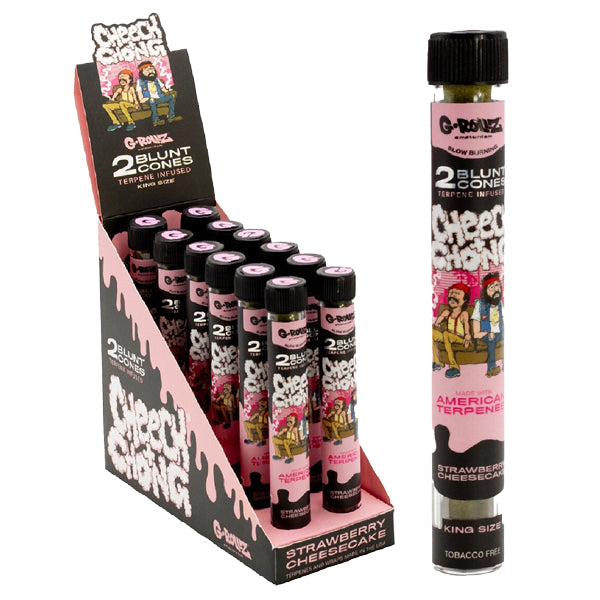 G-ROLLZ Blunt Cones (Cheech & Chong) - 12 Tubes Per Box - 2 Cones Per Tube - Strawberry Cheesecake