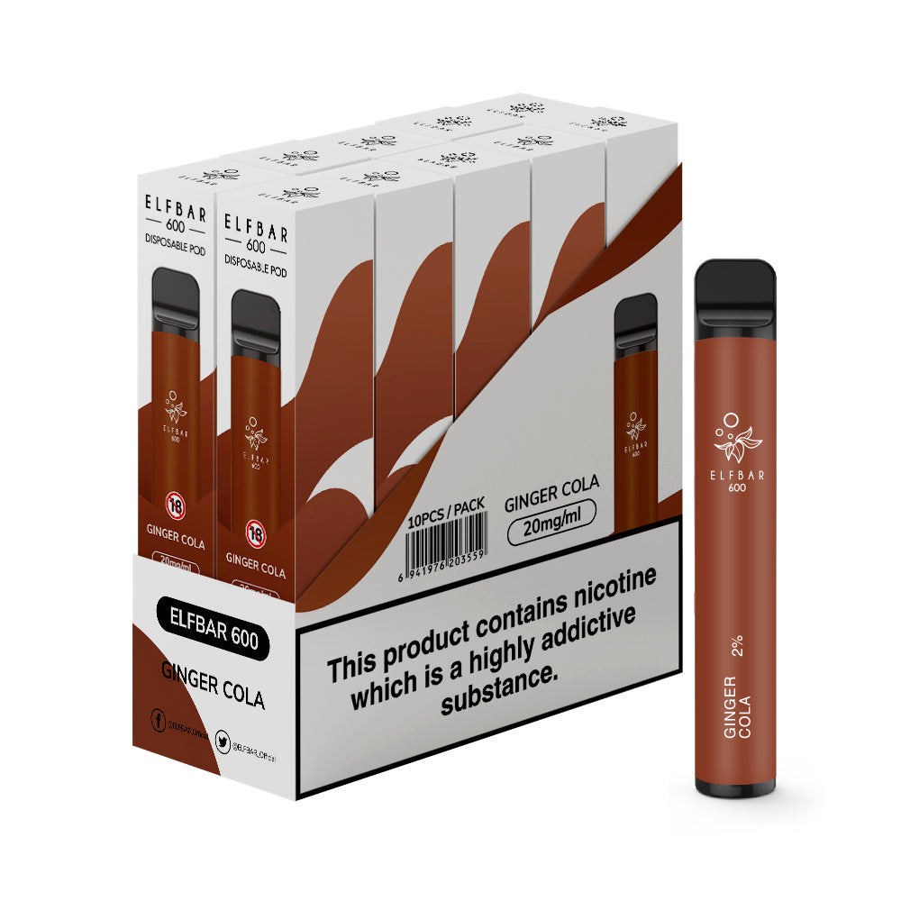 Elf Bar 600 Disposable Vape Device 20mg (Pack of 10)