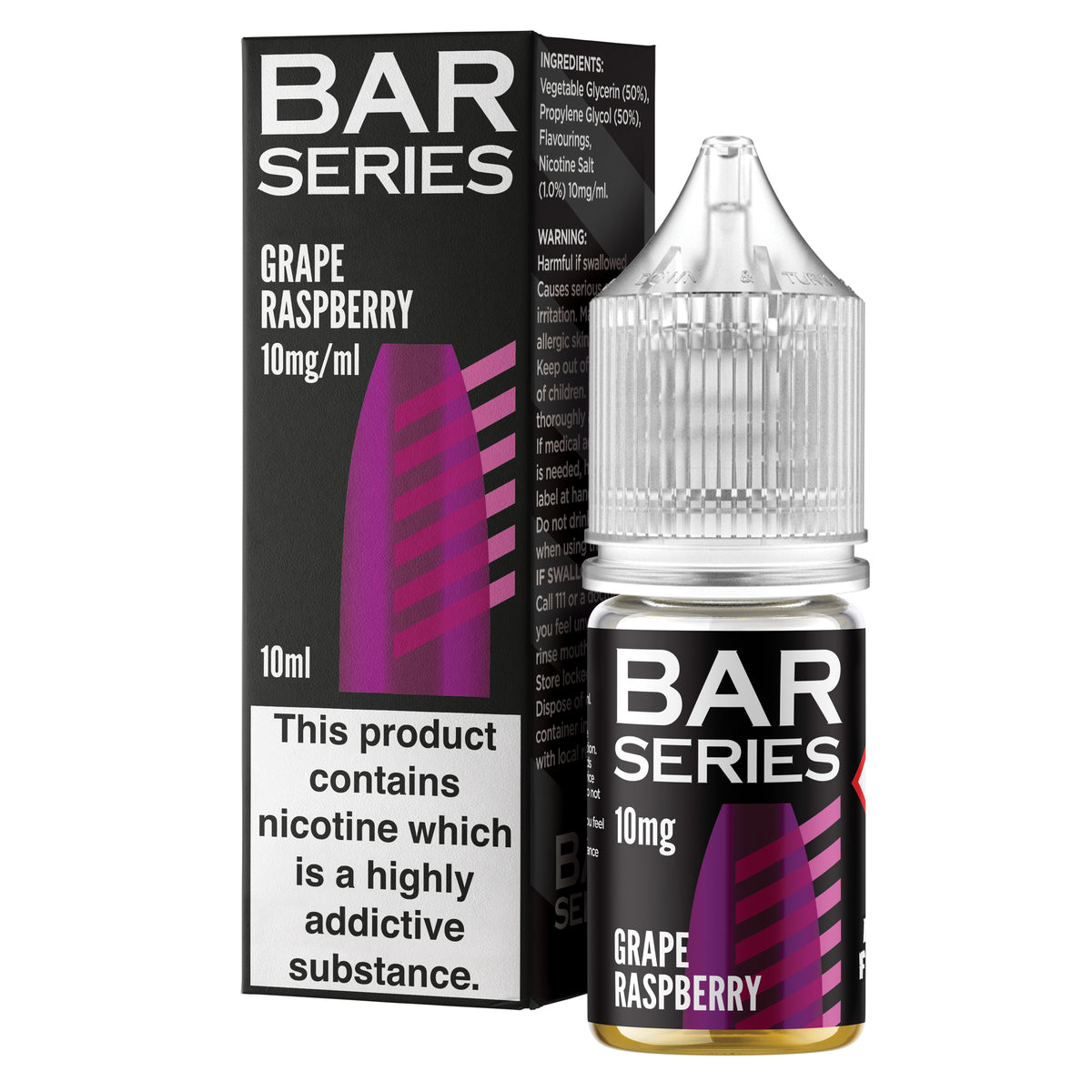 Bar Series Grape Raspberry 10ml Nic Salt - 10mg