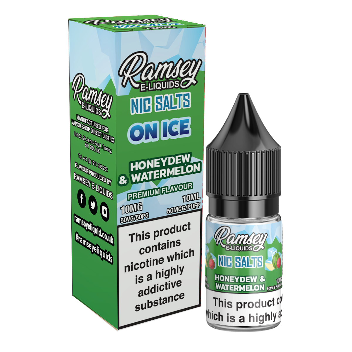 Ramsey E-Liquids Honeydew Watermelon Ice 10ml Nic Salt