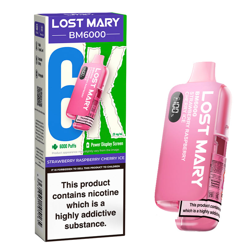 Lost Mary BM6000 Disposable Vape - Strawberry Raspberry Cherry Ice