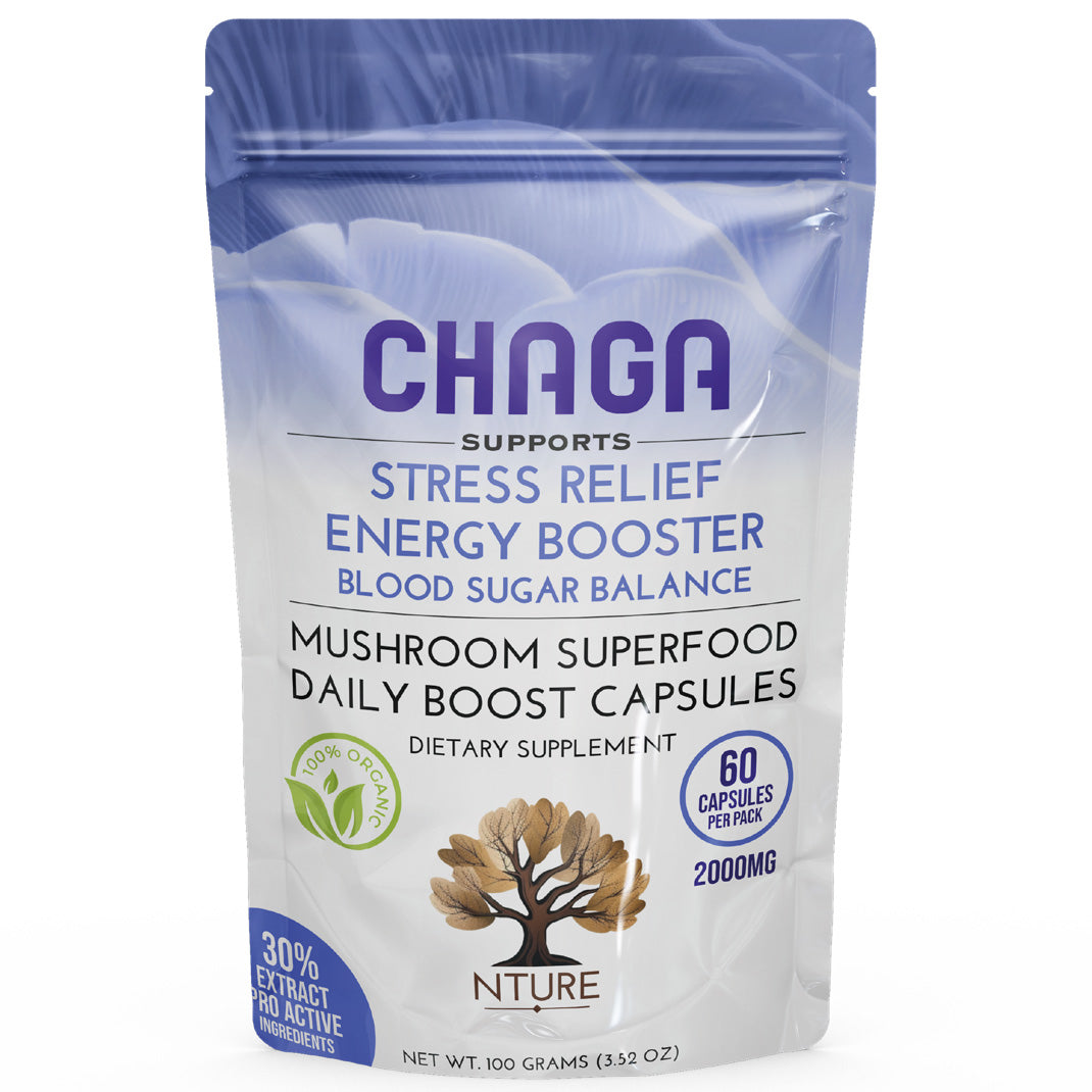 NTURE 2000mg Chaga Mushroom Capsules - 60 Caps