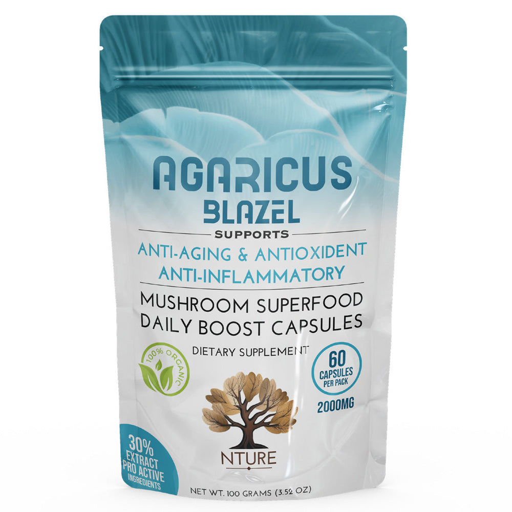 NTURE Agaricus Blazel Mushroom Capsules 2000mg 60pk