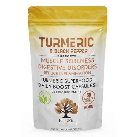 NTURE Turmeric & Black Pepper Capsules 2000mg 60pk