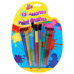 Artbox Assorted Plastic Handle Paint Brushes 15pk