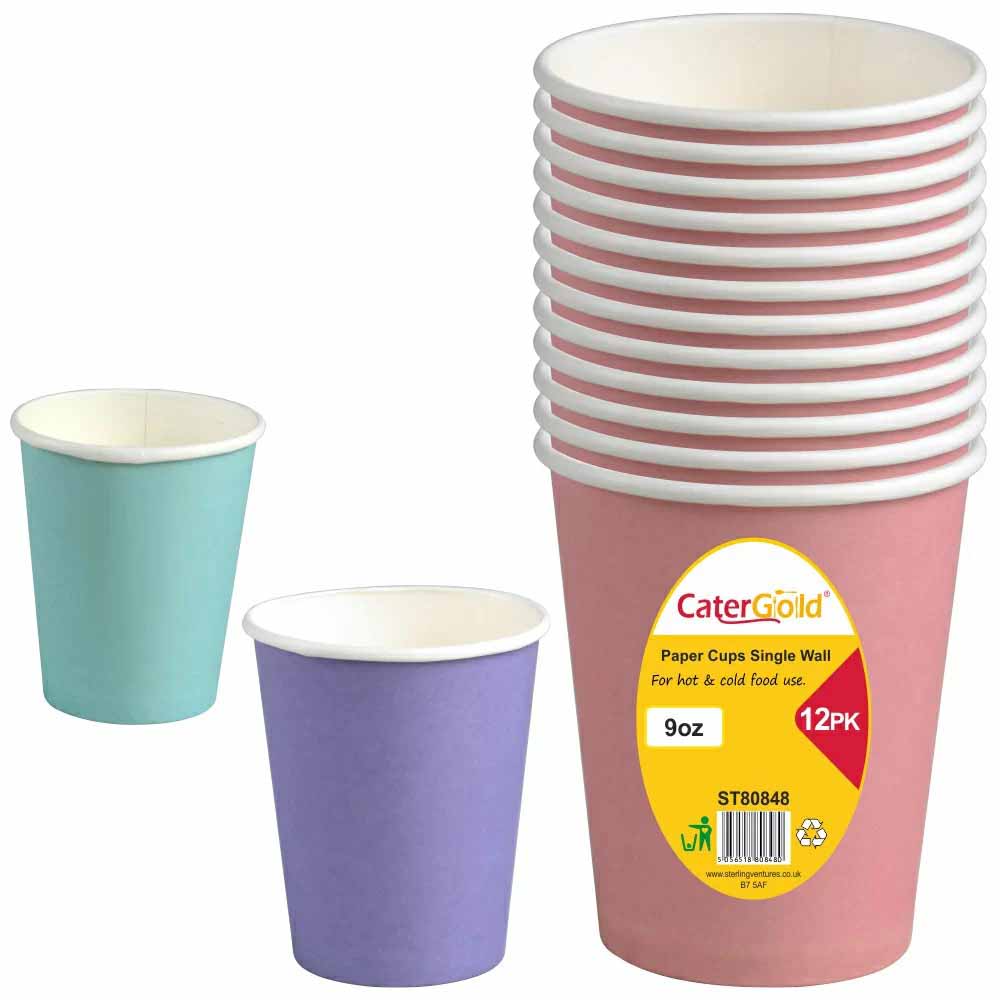 Colour Paper Cup 9oz 12pk