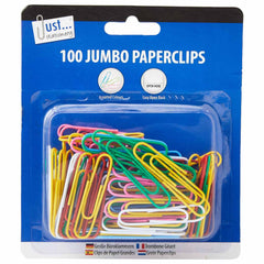 Just Stationery Jumbo Paperclips Assorted Colours 100pk