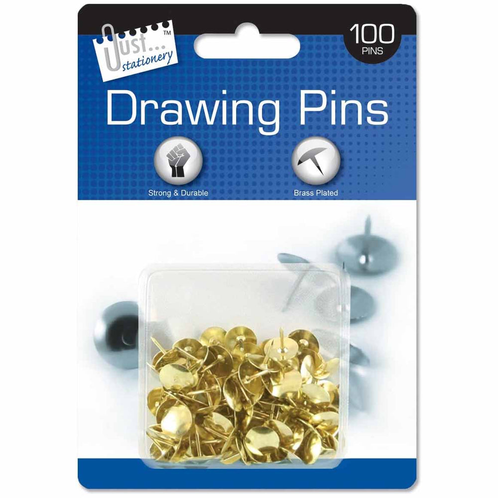 Just Stationery Drawing Pins On Blister Card 100pk