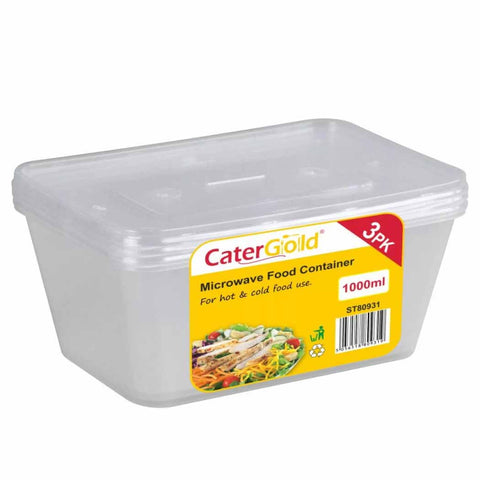 CaterGold Plastic Food Container 1000ml 3pk