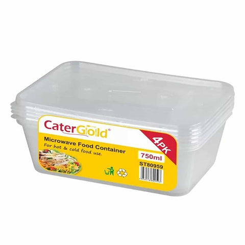 CaterGold Plastic Food Container 750ml 4pk