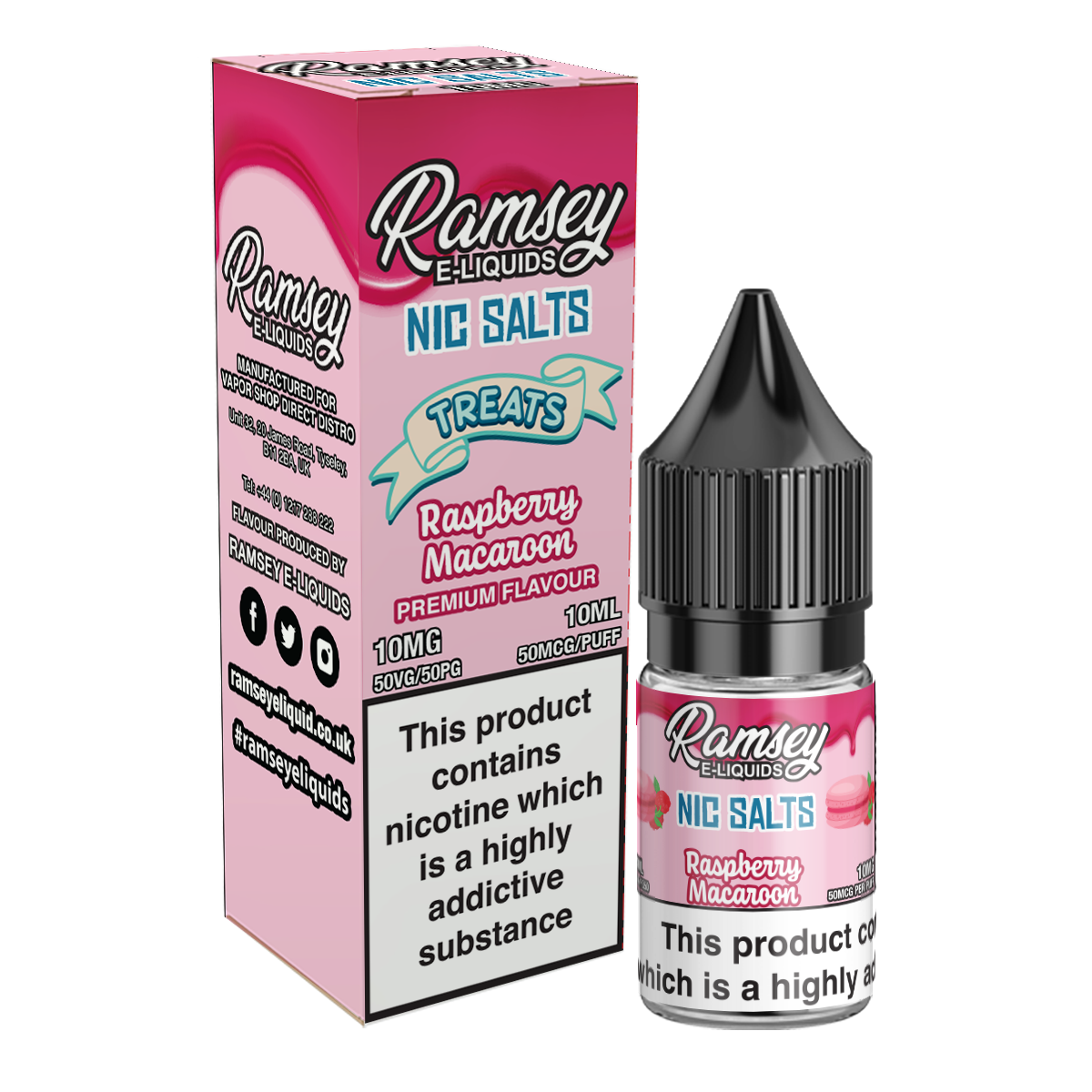 Ramsey E-Liquids Raspberry Macaroon 10ml Nic Salt
