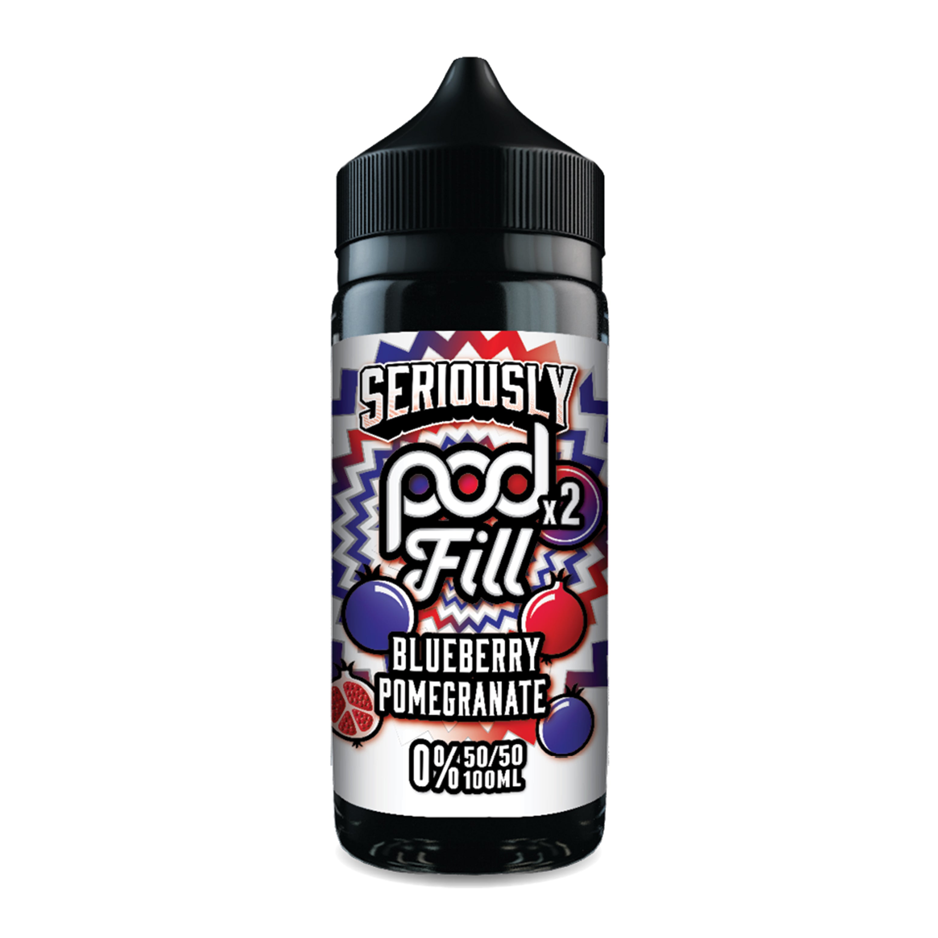 Doozy Vape Seriously Pod Fill X2 Blueberry Pomegranate 0mg 100ml Shortfill