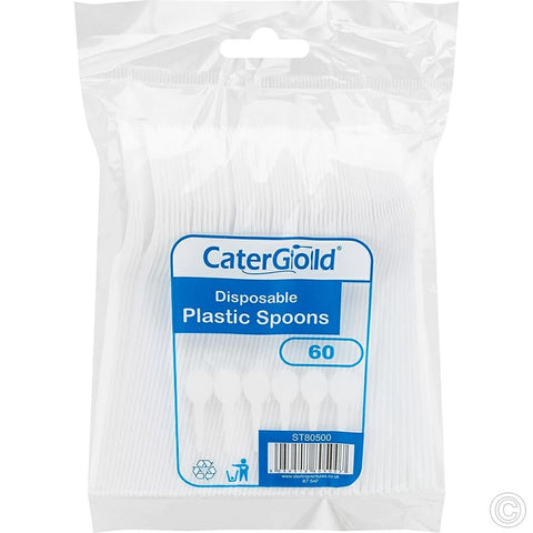 CaterGold White Reusable Plastic Spoon 60pk