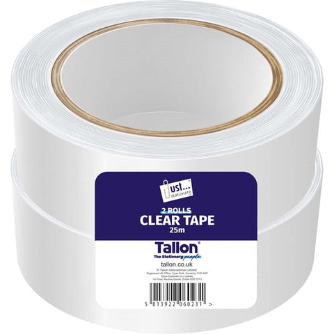 Just Stationery Clear Tape 25m x 48mm 2pk